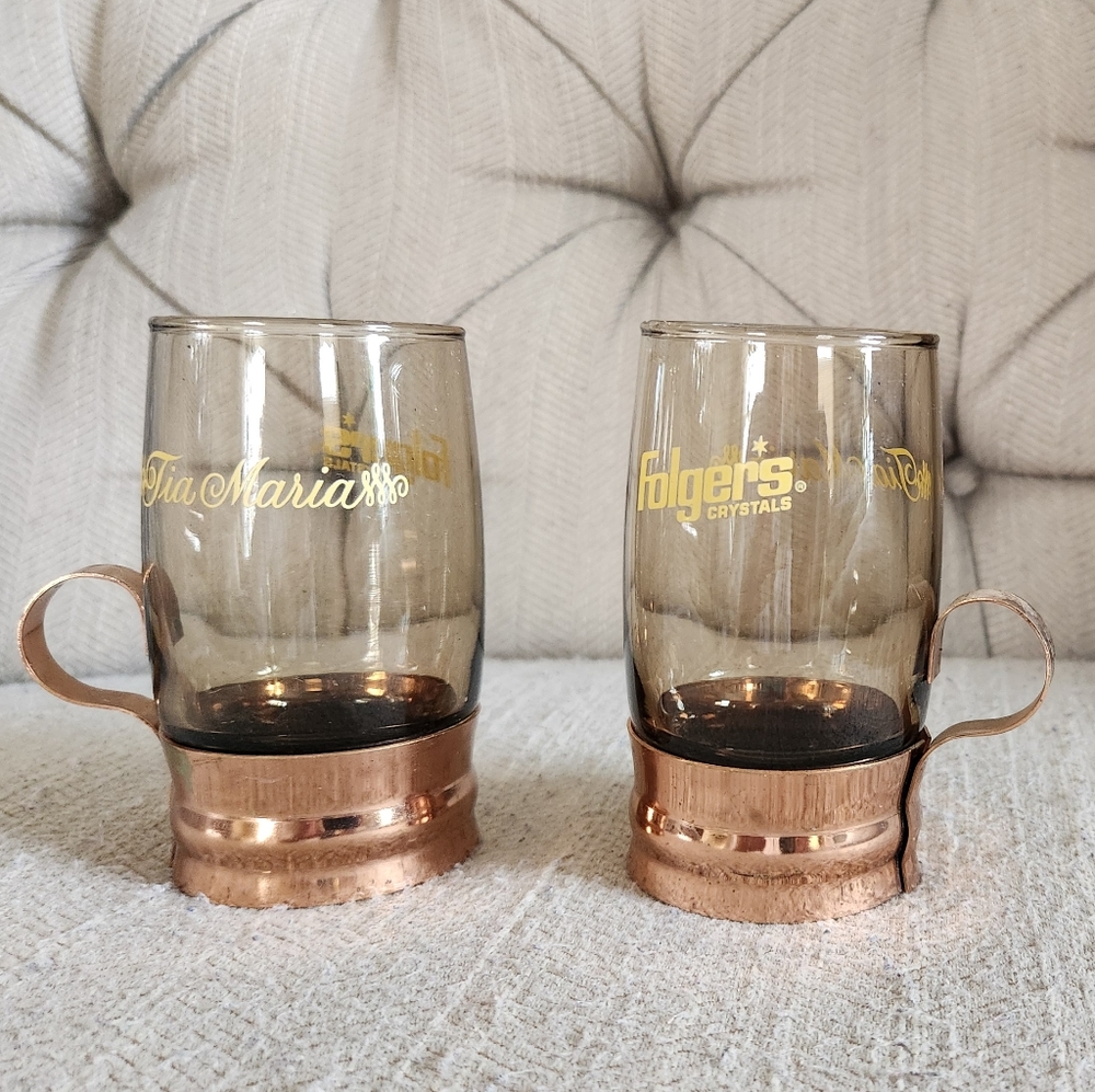 Set of two vintage Folgers tia Maria glasses